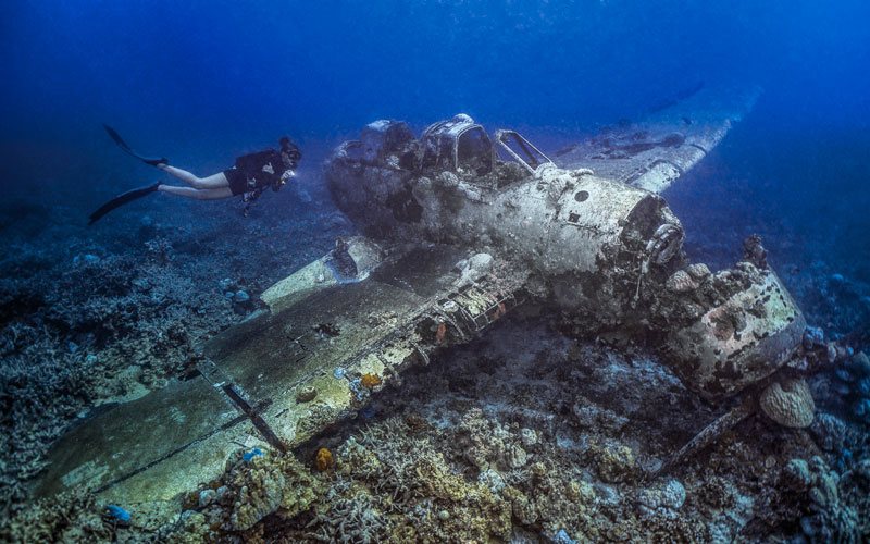 japanese sea plane underwater palau airplane wreck