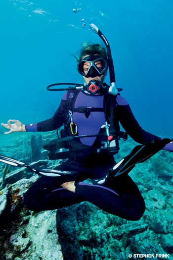floating underwater deep sea diver