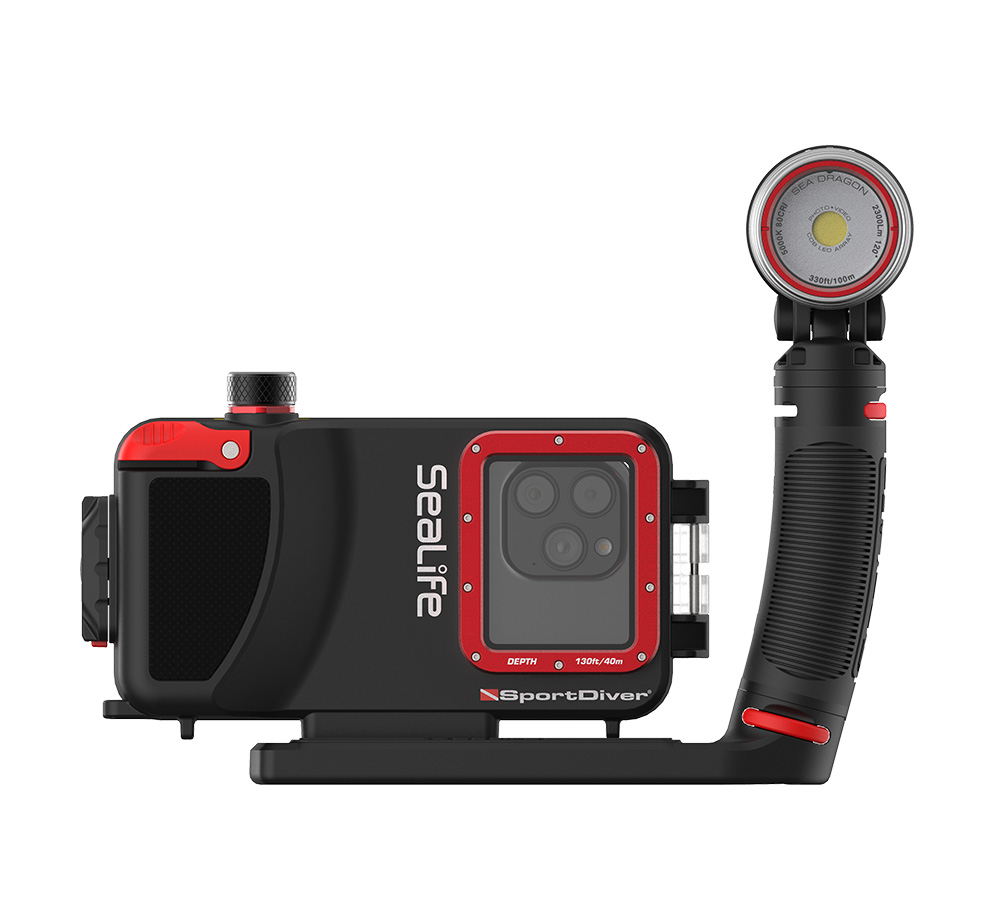 SeaLife Limited Edition SportDiver underwater smartphone housing and Sea Dragon 2300 light set